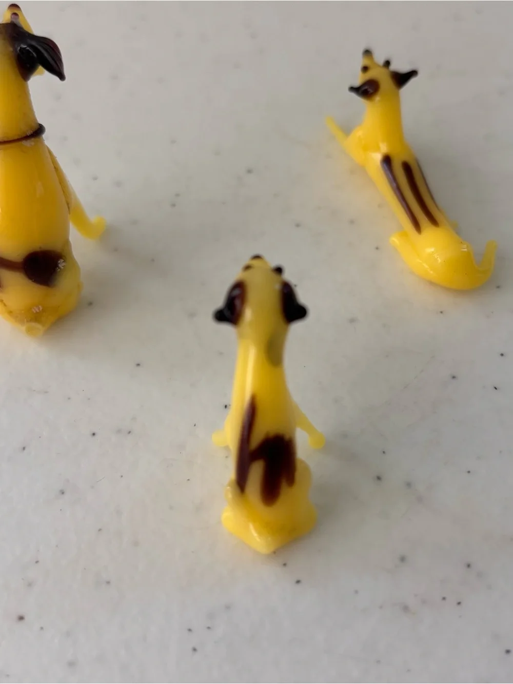 Yellow Miniature Dog Figurine Set - Glass Decorative Pets